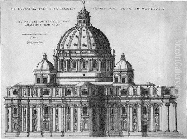 Ortografia Del Tempio Di San Pietro Oil Painting by Ambrogio Brambilla