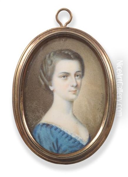 Portrait Miniature Of A Young Lady Oil Painting by John Smart IV