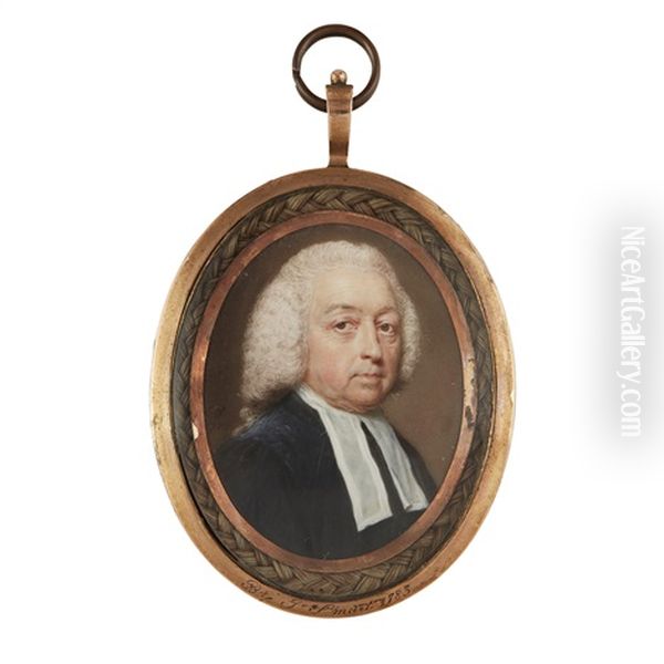 Portrait Miniature Of A Clergyman, Thought To Be William Elliot Oil Painting by John Smart the Elder