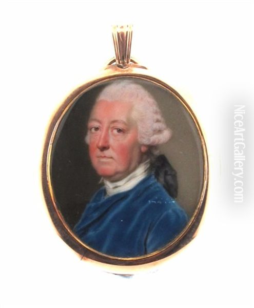 Portrait Miniature Of Edward Stanley, Head And Shoulders, Wearing A Blue Coat Oil Painting by John Smart the Elder