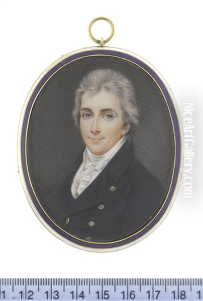 The Hon. Peniston Lamb (1770-1805), Wearing Blue Coat, White Waistcoat, Frilled Chemise, Stock And Tied Cravat, His Hair Lightly Powdered Oil Painting by John Smart the Younger