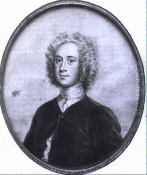 Portrait Of A Gentleman In Bottoned Jacket, White Stock And Wig Oil Painting by John Smart the Younger