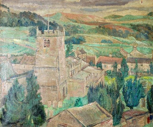 St. Andrew's Church, Grinton, Swaledale, Yorkshire Oil Painting by Edgar Rowley Smart