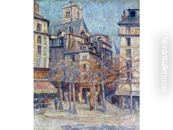 Old Paris Oil Painting by Edgar Rowley Smart