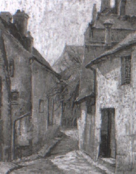 Street In Moret-sur-liong, France Oil Painting by Edgar Rowley Smart