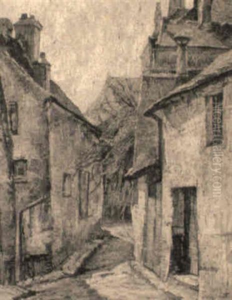 Street In Moret-sur-loing Oil Painting by Edgar Rowley Smart