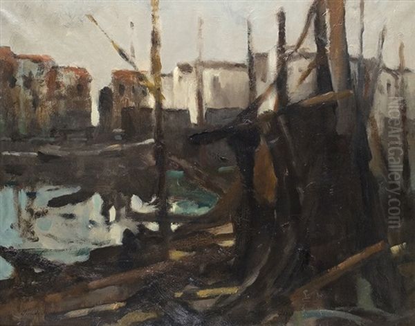 Harbour Scene Oil Painting by Frederic De Smet