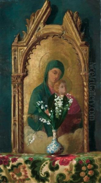 Sacra Immagine Della Madonna Col Bambino Oil Painting by Ferdinando Brambilla