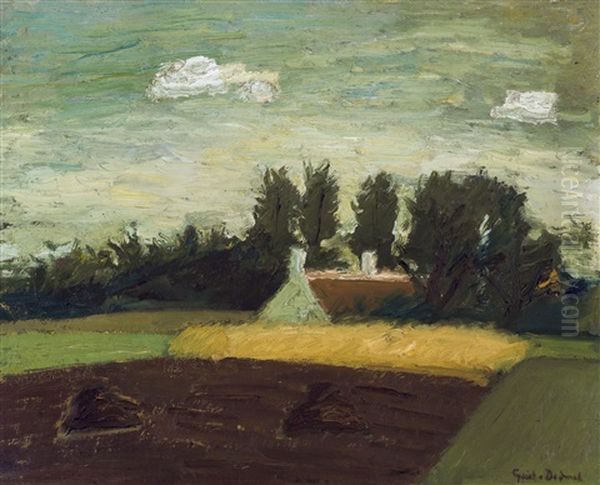 Farm And Corn Field Oil Painting by Gustave De Smet