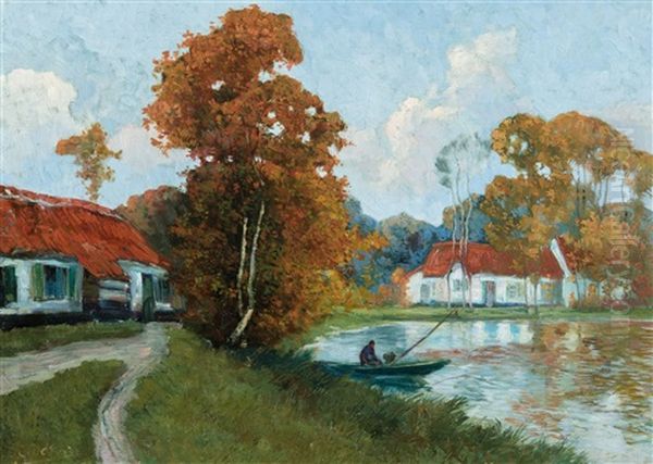 Fisherman By The River Lys Oil Painting by Gustave De Smet