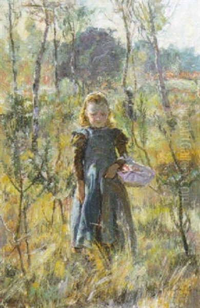 Meisje In Een Landschap Oil Painting by Henri de Smeth