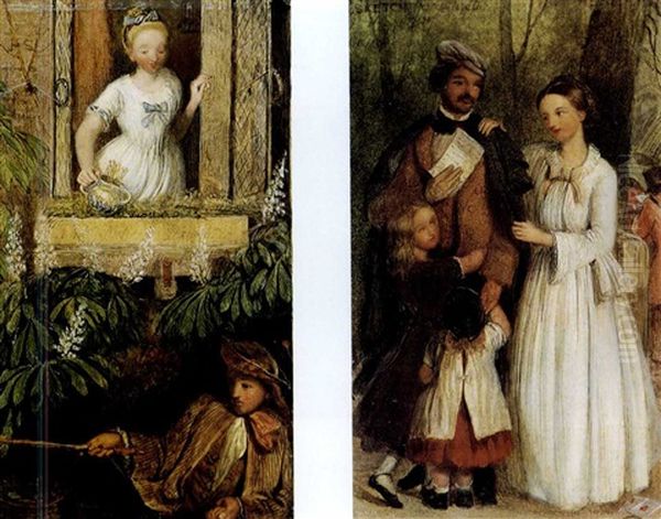 The Miller's Daughter; And A Sketch For Hesitation Oil Painting by James Smetham