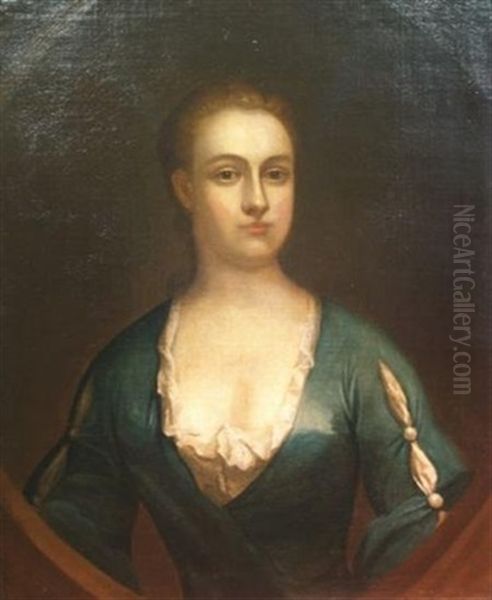 Portrait Of A Lady In A Painted Cartouche (mrs. Clark?) Oil Painting by John Smibert