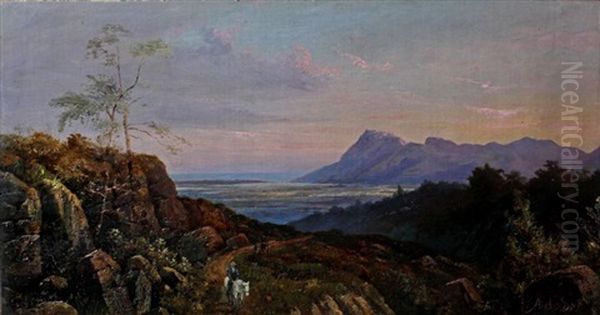 View From The Bridle Path Up Table Mountain Oil Painting by Abraham de Smidt