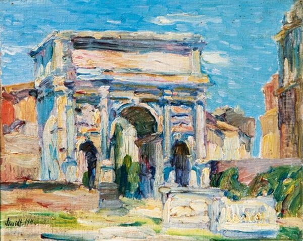 The Arch Of Septimius Severus On The Forum Romanum Oil Painting by Emil Leonhard Smidt