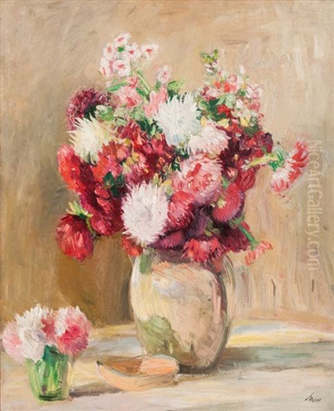 Flowers In A Vase Oil Painting by Emil Leonhard Smidt