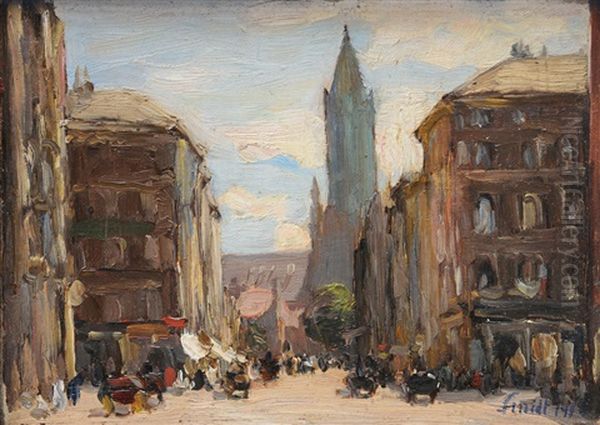 Townscape Oil Painting by Emil Leonhard Smidt