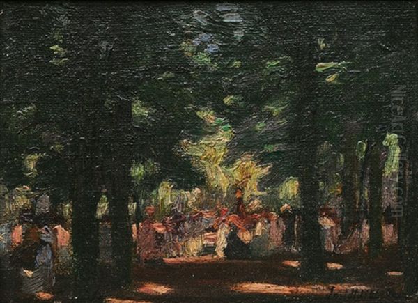 Acacia Alley In The Bois De Boulogne Oil Painting by Emil Leonhard Smidt