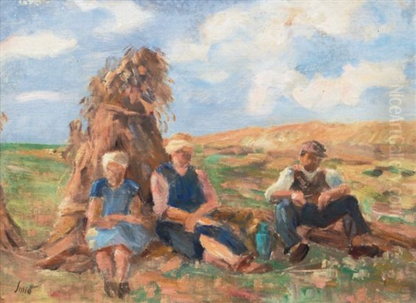 Harvest Rest Oil Painting by Emil Leonhard Smidt