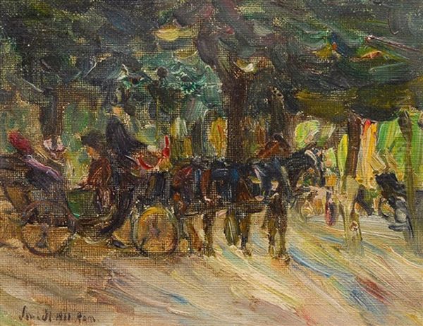 Park In Rom Mit Kutsche Oil Painting by Emil Leonhard Smidt