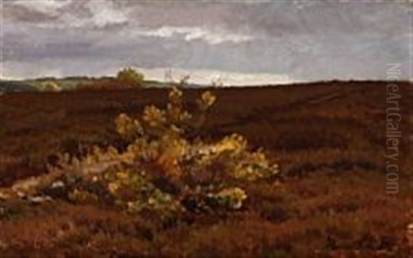 Grey Clouds Hover Above The Danish Moor Oil Painting by Hans Ludvig Smidth