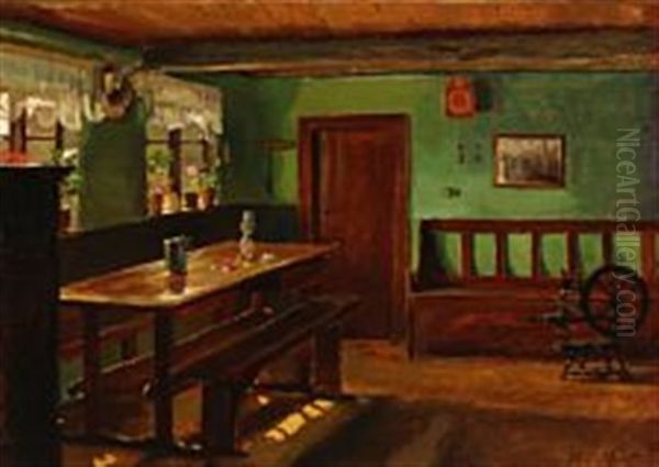 Country Interior Oil Painting by Hans Ludvig Smidth