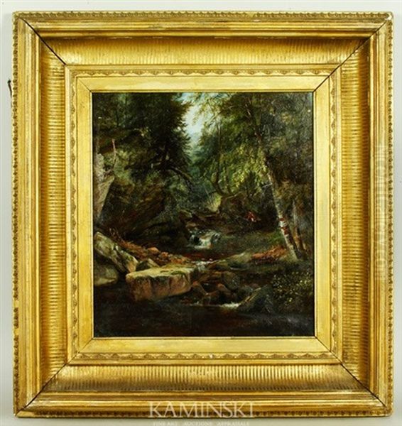 Fishing In A Mountain Stream Oil Painting by George Henry Smillie