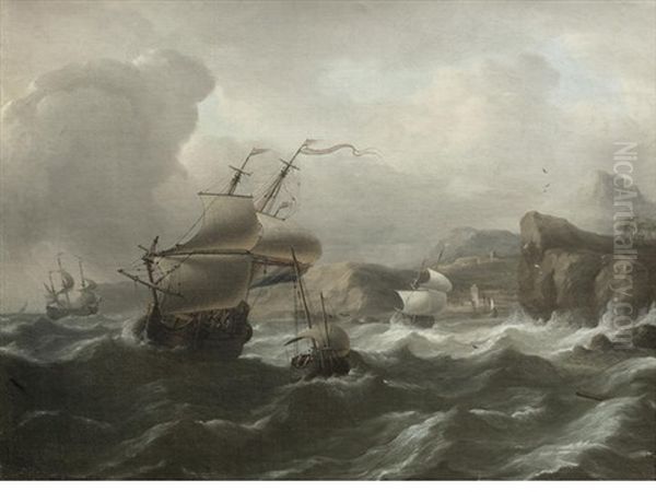 Shipping Foundering In Table Mountain Bay Oil Painting by Aernout (Johann Arnold) Smit