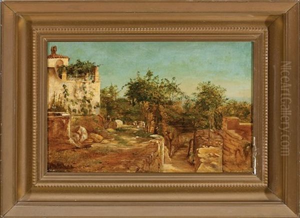 Tuscan Terrace; Lakeside Villa (2 Works) Oil Painting by Marshall Joseph Smith Jr.