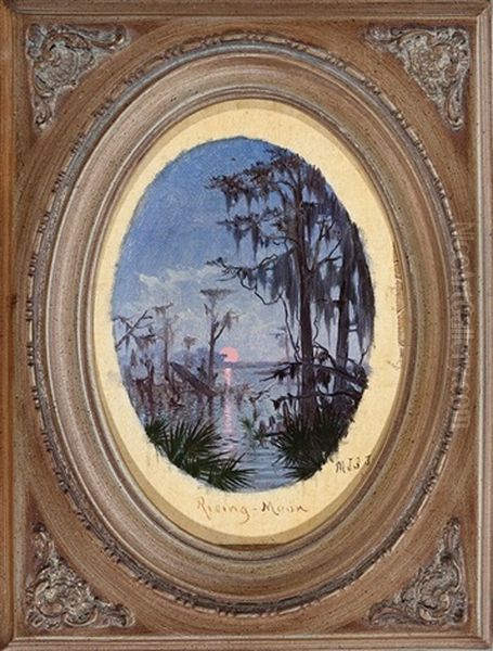 Sunrise; Rising Moon (2 Works) Oil Painting by Marshall Joseph Smith Jr.