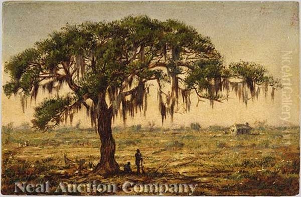 Hunter Under A Live Oak Oil Painting by Marshall Joseph Smith Jr.