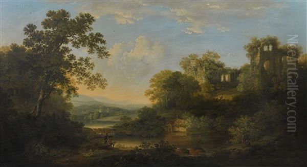 Landscape With Ruins Oil Painting by George Smith of Chichester