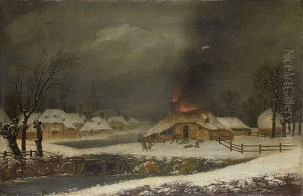 Escaping From The Fire Oil Painting by George Smith of Chichester