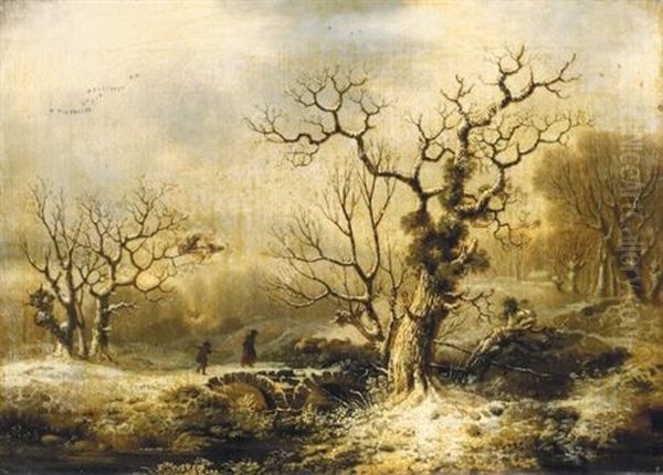 A Winter Landscape Oil Painting by George Smith of Chichester