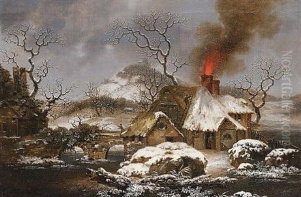 The Chimney Fire Oil Painting by George Smith of Chichester