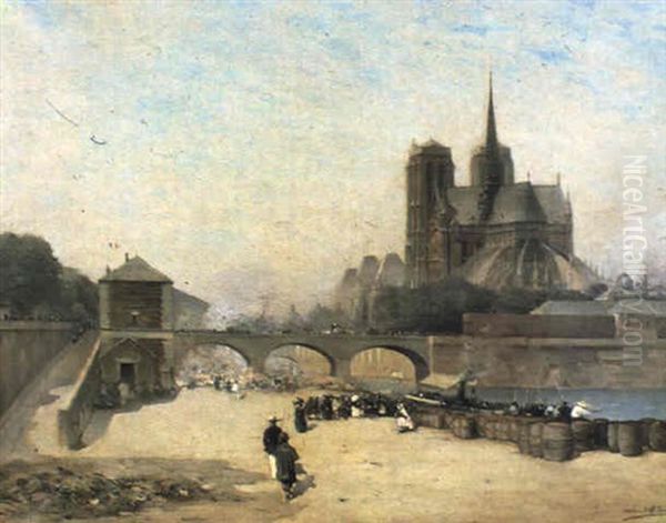 Le Chevet De Notre-dame Et Les Quais Oil Painting by Alfred Smith