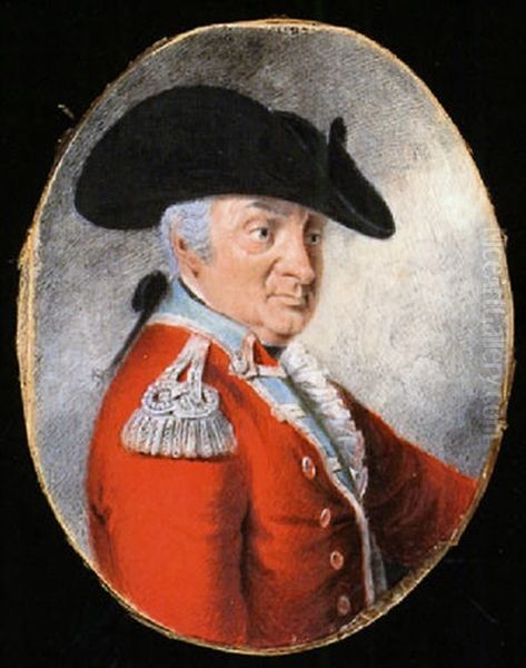 An Elderly Officer Called John Bowyer With Tricorn Hat, His Hair Powdered And In A Pigtail Oil Painting by Anker Smith