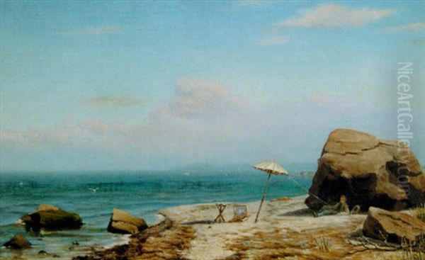 Artist With His Easel On The Shore Oil Painting by Archibald Cary Smith