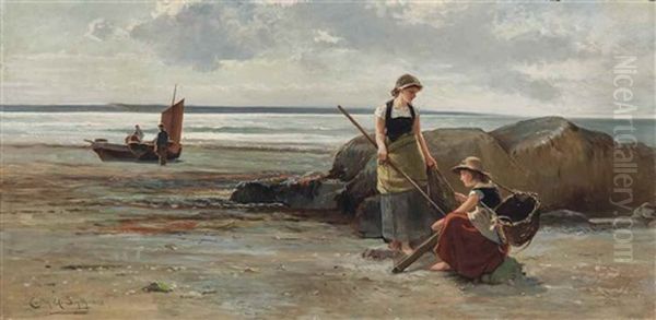 Shrimping Oil Painting by Carlton Alfred Smith