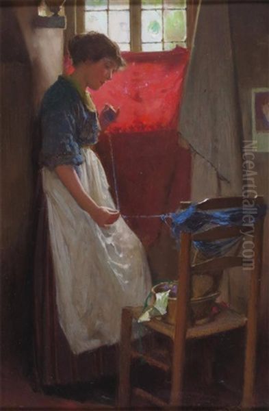 Winding The Wool Oil Painting by Carlton Alfred Smith