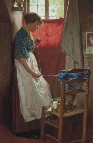 Winding The Wool Oil Painting by Carlton Alfred Smith