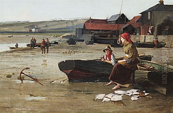 Efter Fisket Oil Painting by Carlton Alfred Smith