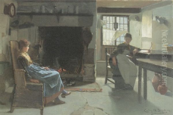 Women Seated In An Interior Oil Painting by Carlton Alfred Smith