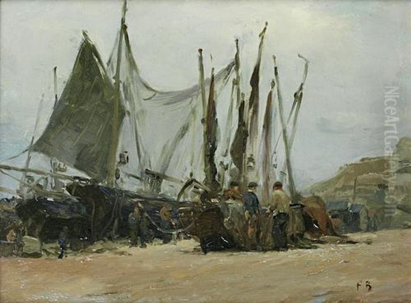 Drying The Nets Oil Painting by Frank Bramley