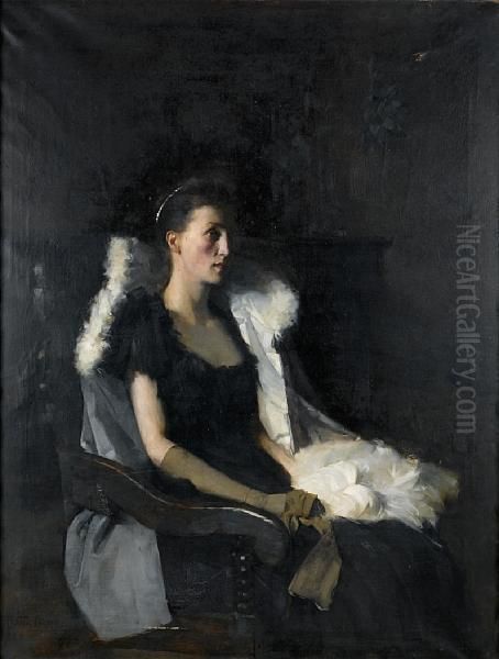 Portrait Of Ethel Grace Bolitho, Nee Macleod Oil Painting by Frank Bramley