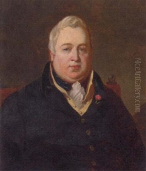 Portrait Of The Hon. William Maule Of Panmure Mp, In A Black Coat And Yellow Waistcoat, A Flower In His Lapel Oil Painting by Colvin Smith