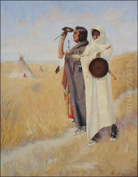 Watching The Plains Oil Painting by De Cost Smith