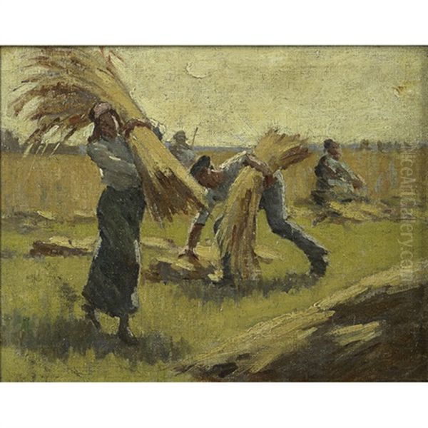 Brittany Harvest Oil Painting by Elmer Boyd Smith