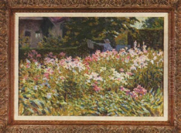 Flower Garden Oil Painting by Elmer Boyd Smith