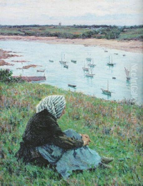 Resting By The River, France Oil Painting by Elmer Boyd Smith